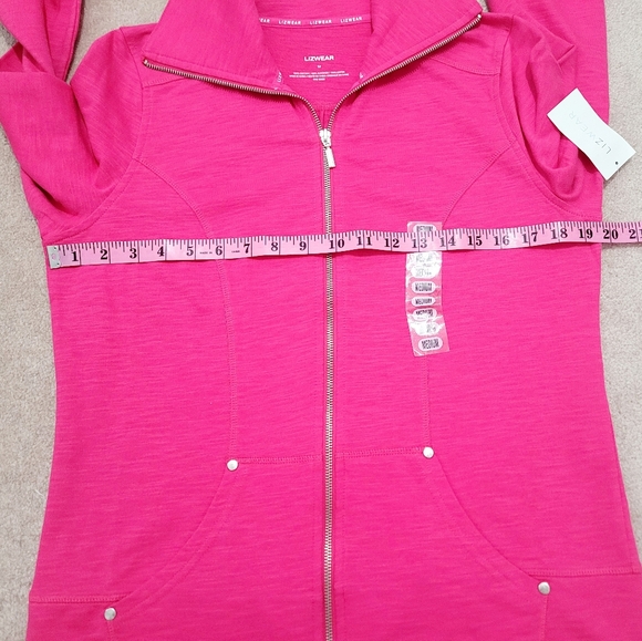 NEW Lizwear Pink Zip Up Jacket Womens Medium 100% Cotton Activewear Lightweight - Picture 7 of 13